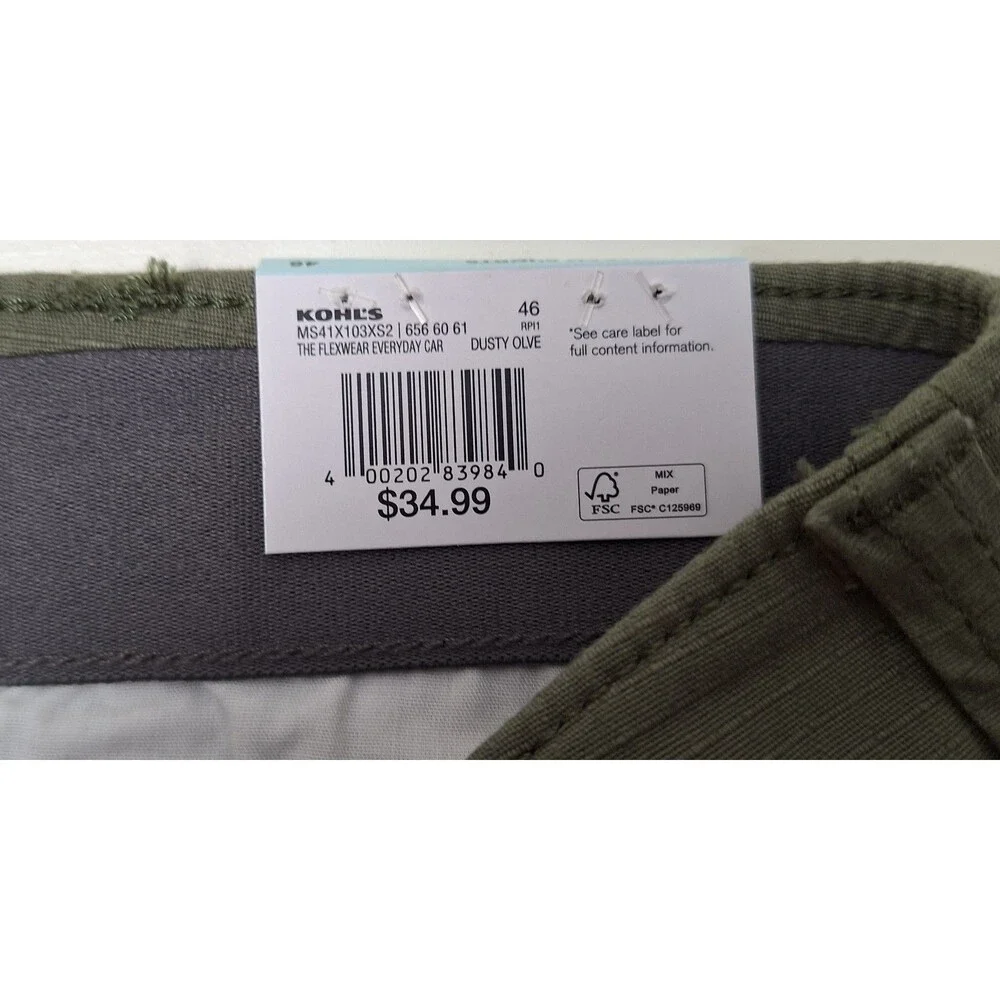 Sonoma Men's Cargo Shorts Flexwear Dusty Olive 6 Pockets Sz 46